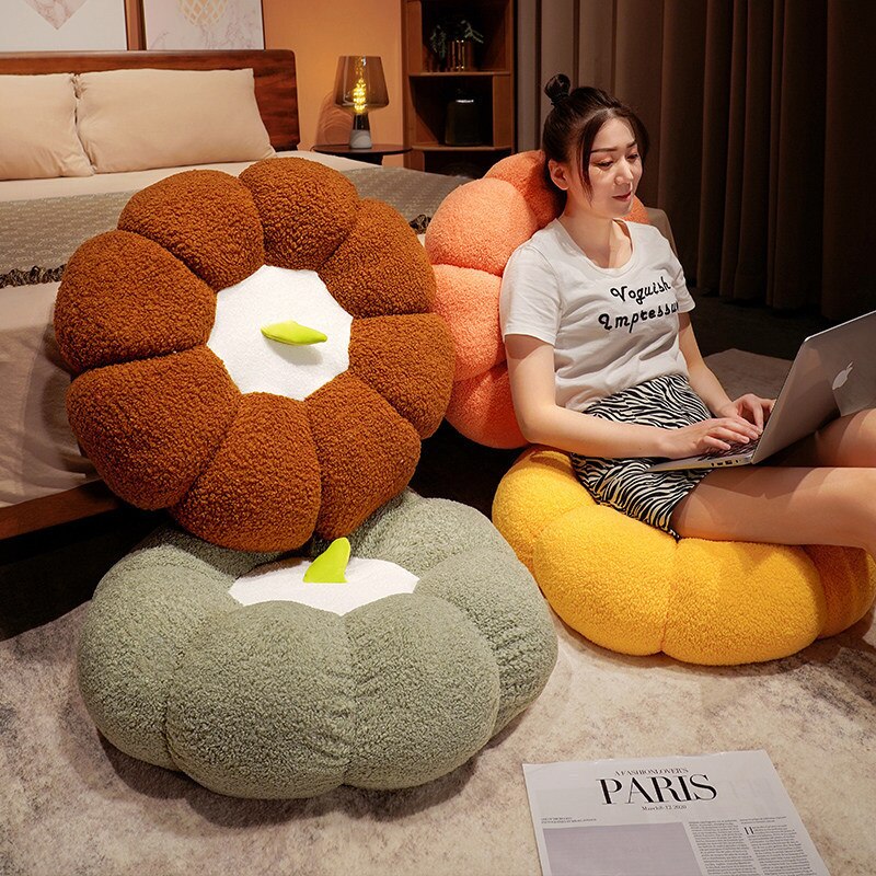 Cute Pumpkin Cushion Sofa Pillows Decor Home Desk Chair Floor Plush Winter Warm Cushion Tatami Window Seat Pad Halloween Gift